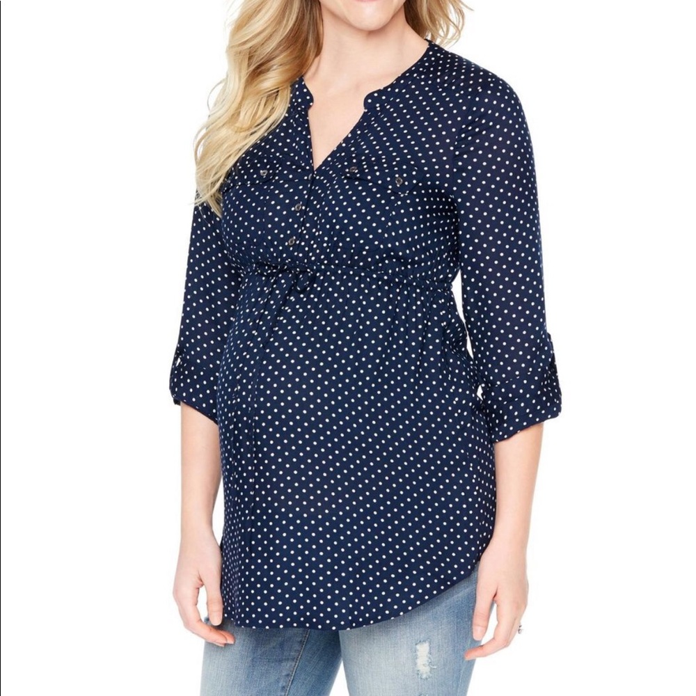 Motherhood Maternity Polka Dot blouse size Large